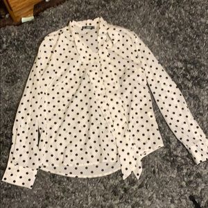 Polka dot long-sleeve blouse